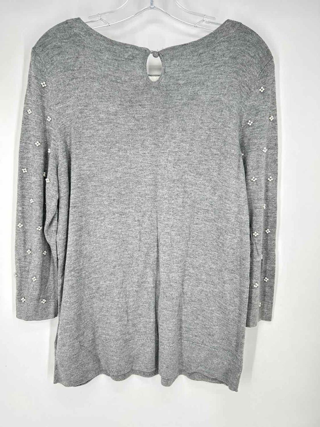 Talbots Size L Gray Faux Pearl Sweater