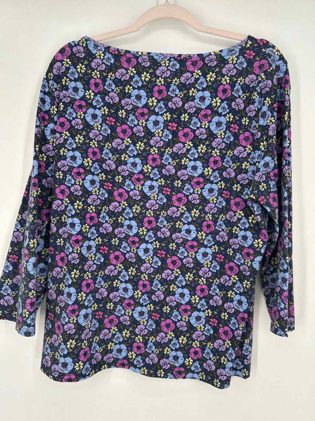 Talbots Size XL Navy Floral Long Sleeve