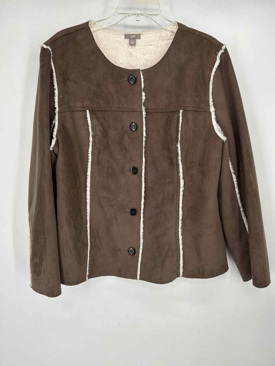 J Jill Size XL Brown & White Faux Fur Jacket