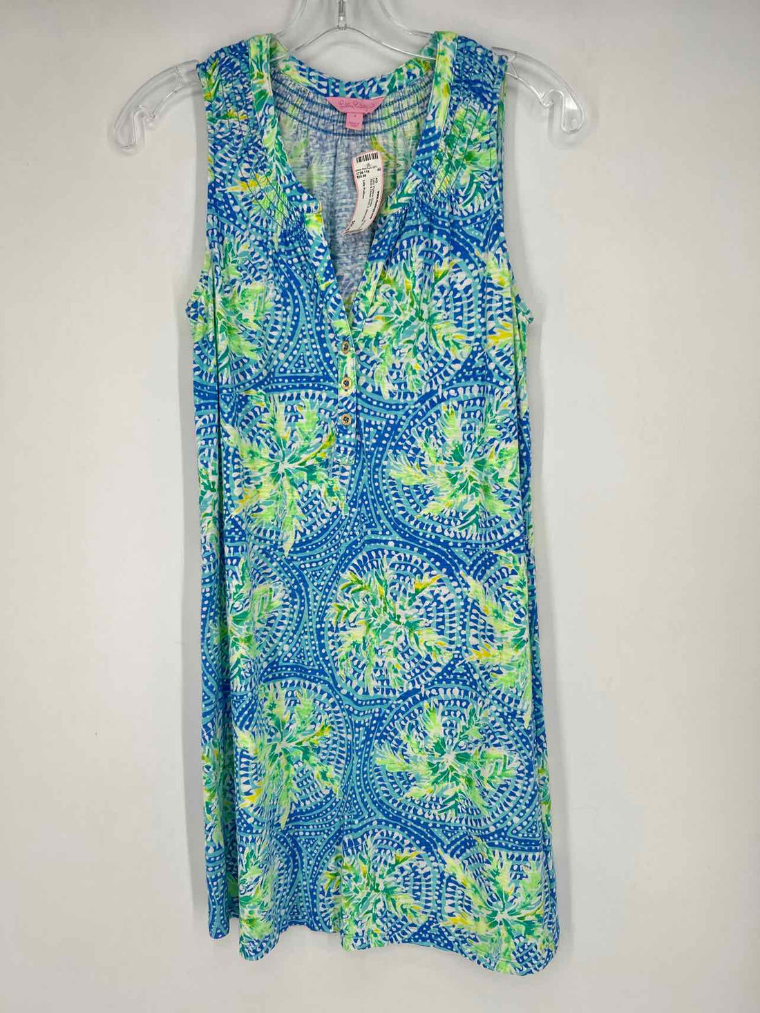 Lilly Pulitzer S Blue & Green Print Sleeveless Lilly Pulitzer Dress