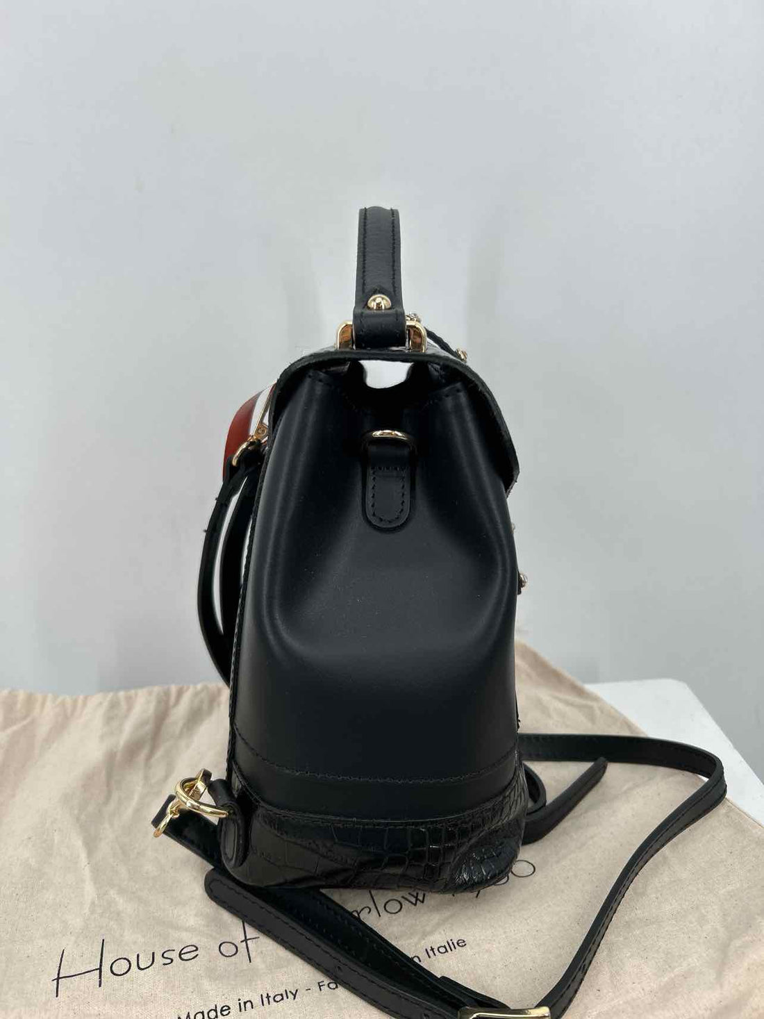 House of Harlow 1960 Black Leather Pre Owned Backpack