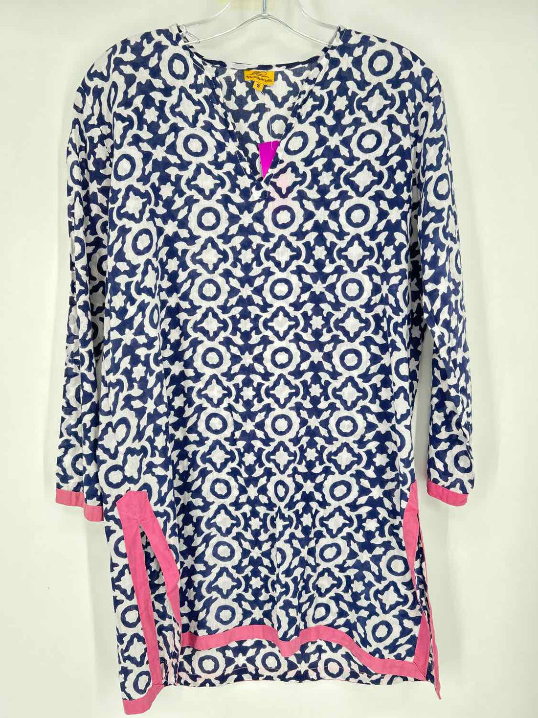 Roberta Roller Rabbit Size S White & Blue Print Long Sleeve