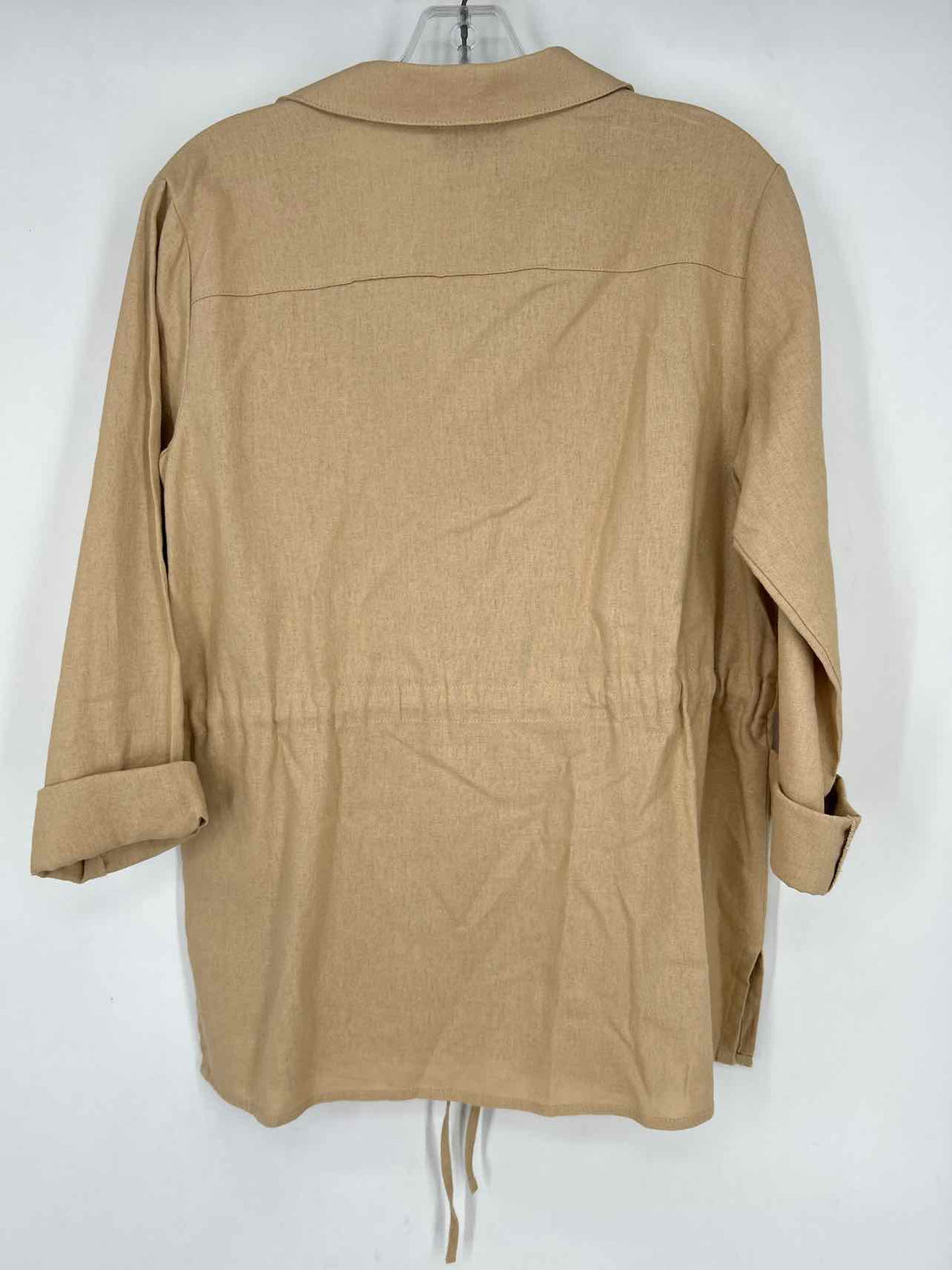 DKNY Size S Khaki Linen/Viscose Long Sleeve