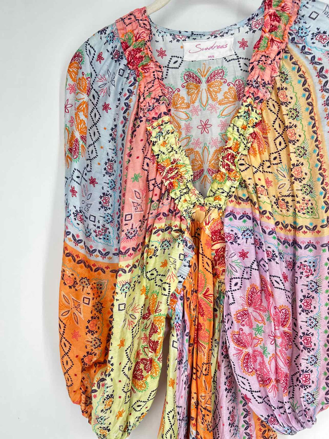 Sundress Size XS/S Multi Color Print Long Sleeve Dress