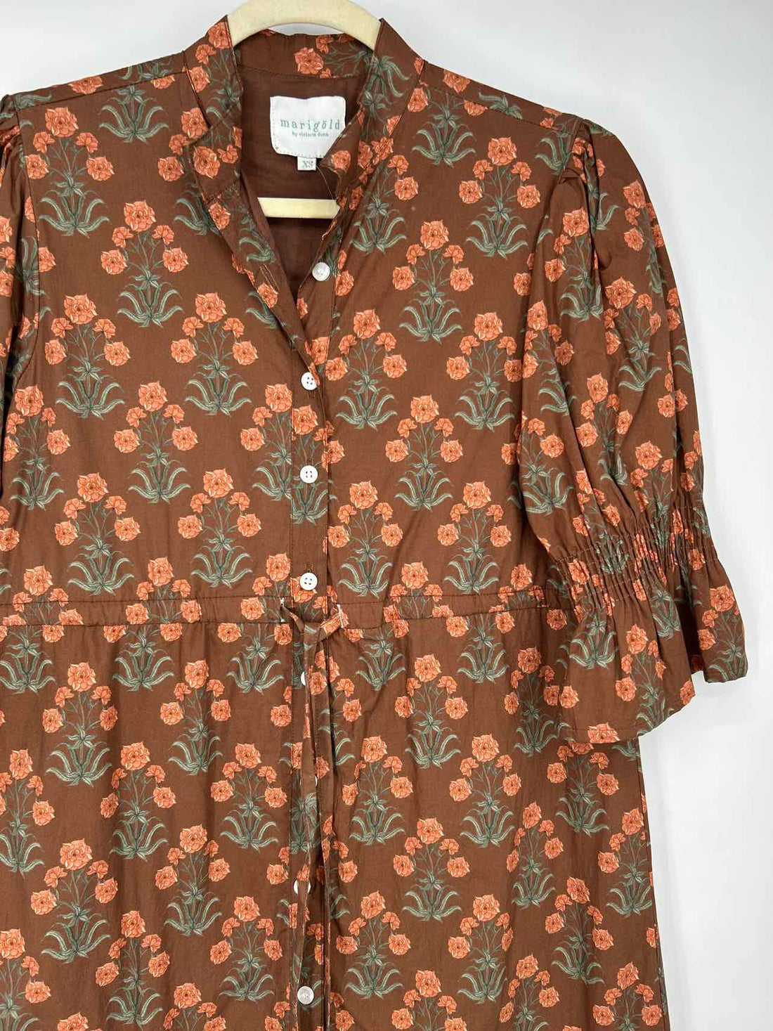 Marigold by Victoria Dunn XS Brown & Pink Floral New Boutique Dress