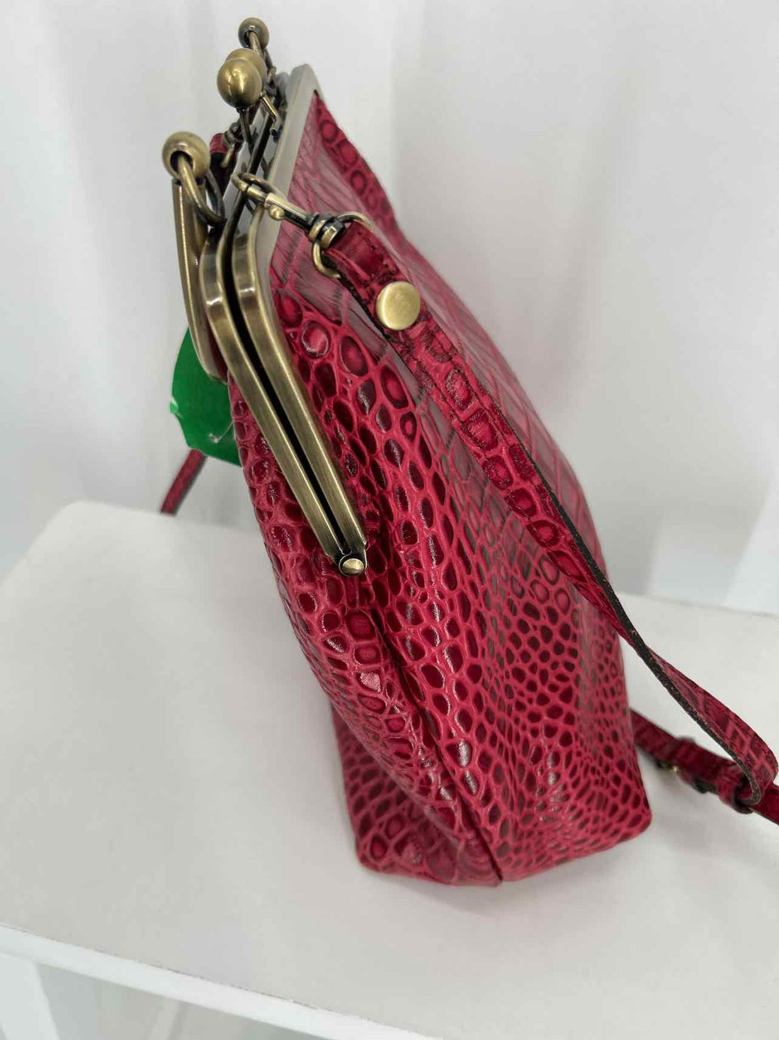 Patricia Nash Red Croc Embossed Leather Excellent Condition Crossbody