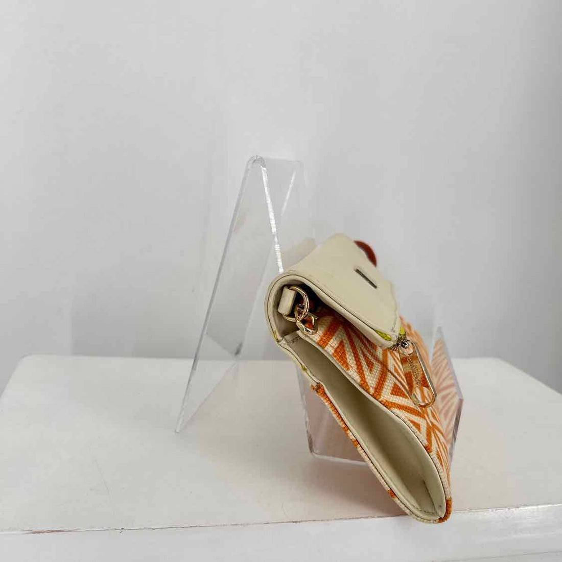 Spartina 449 Cream & Orange Canvas Pre Owned Clutch