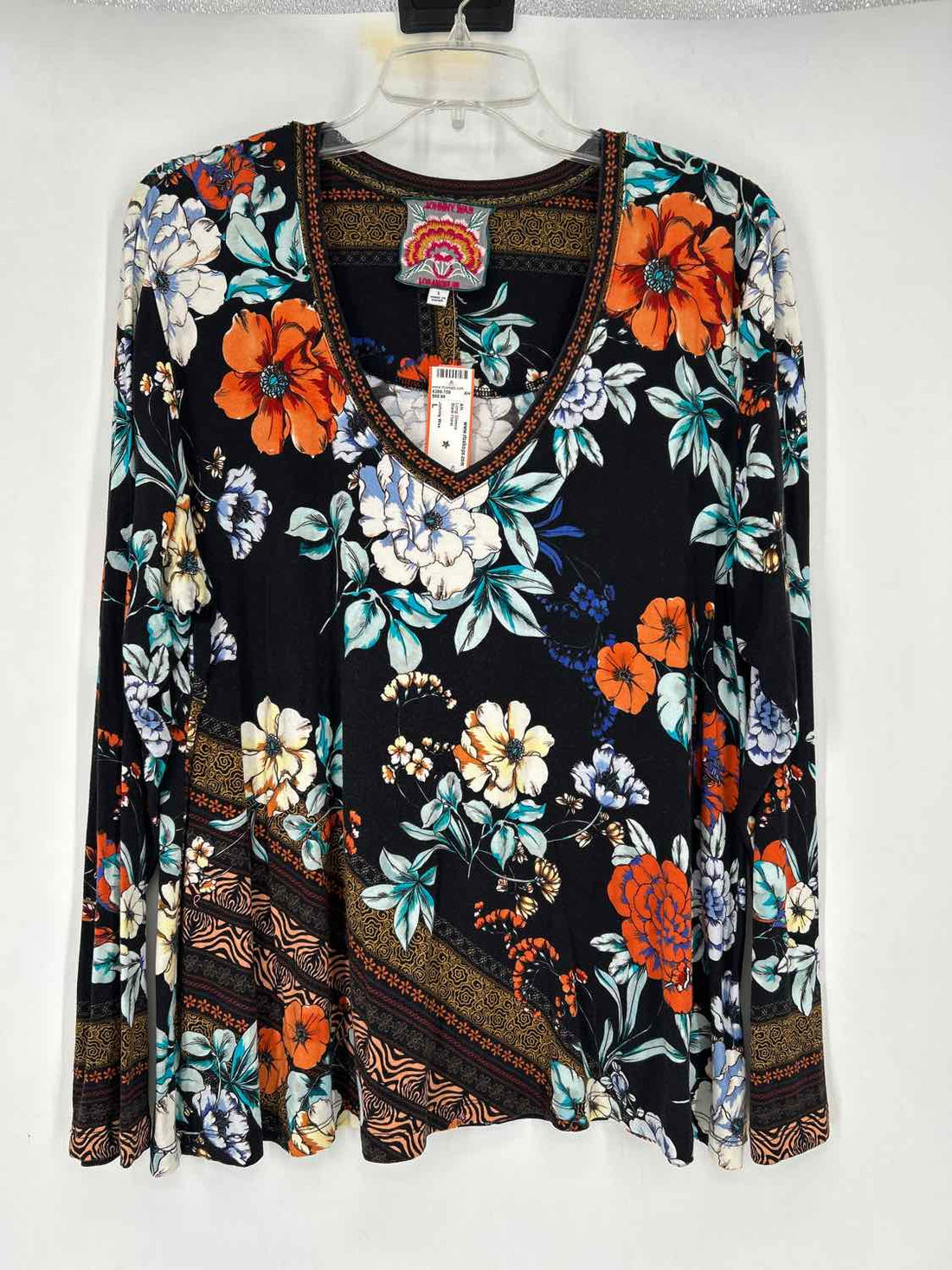 Johnny Was Size L Black Floral Long Sleeve