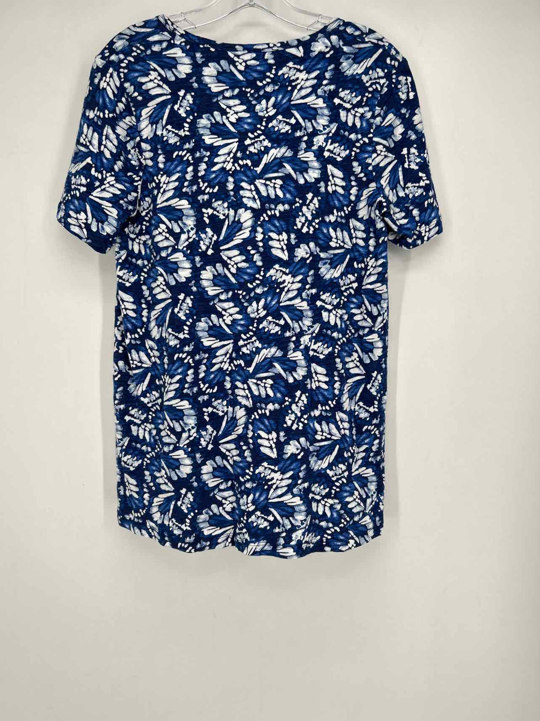 Chicos Size 0 (4) Navy Print Short Sleeve