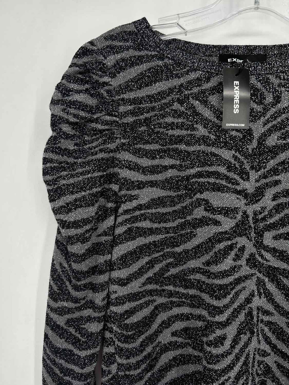 Express S Zebra Silver Long Sleeve Holiday