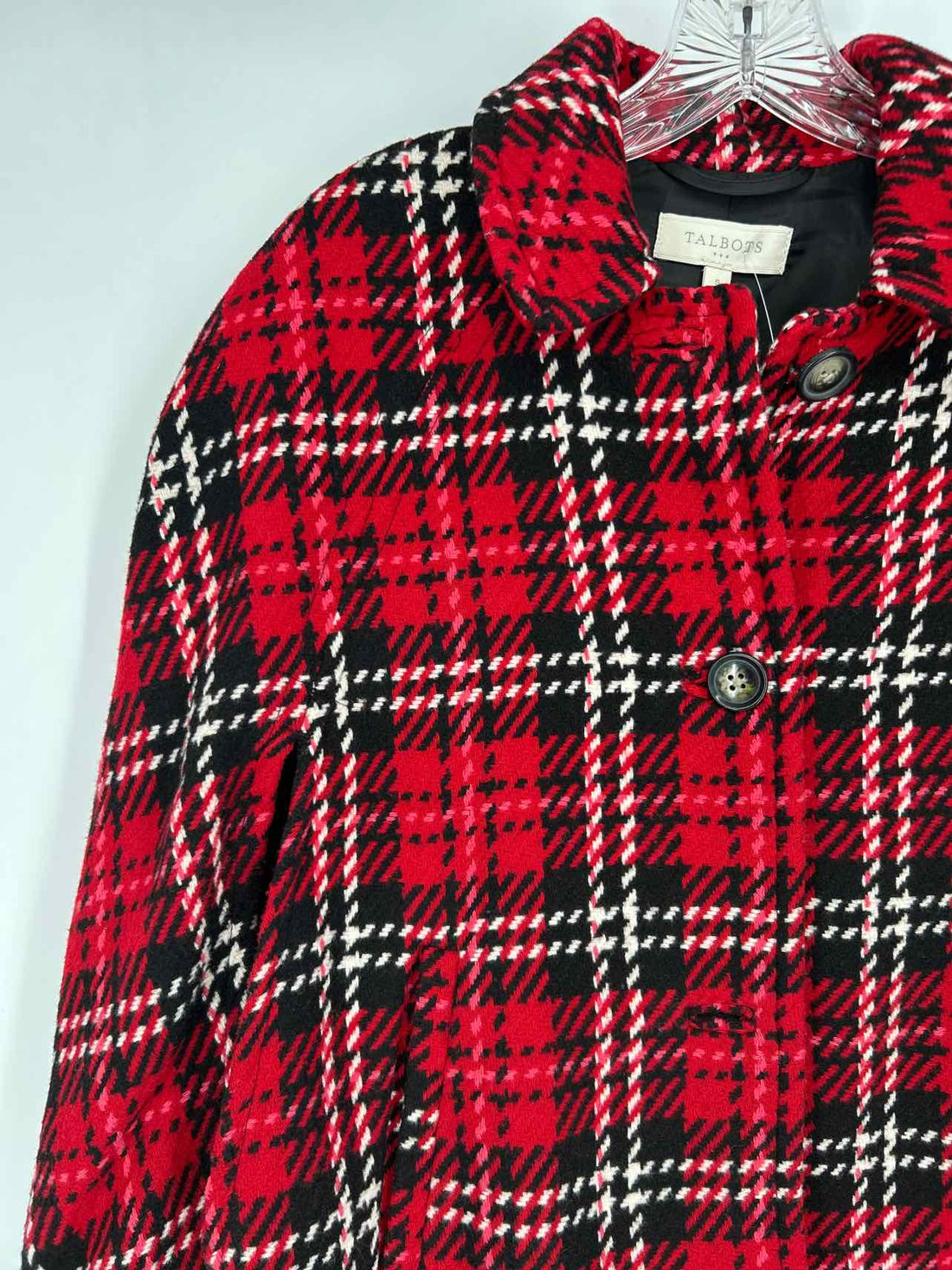 Talbots Size S Red & Black Plaid Cape