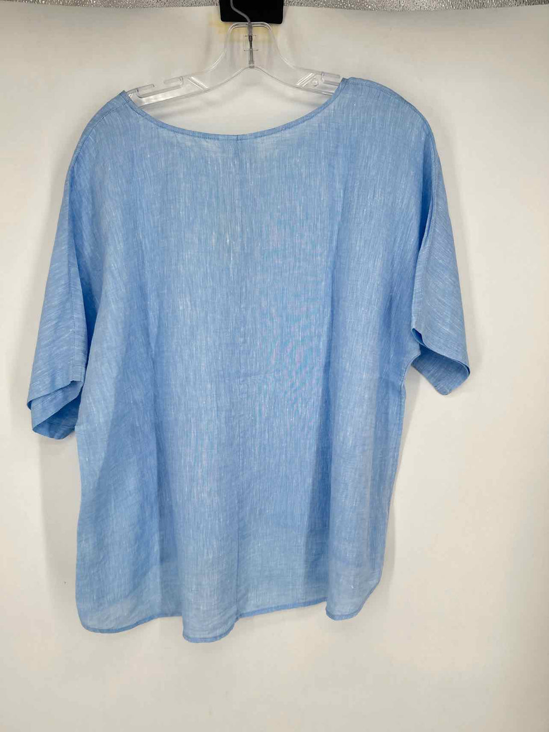 Pure Jill Size M Blue Linen Short Sleeve