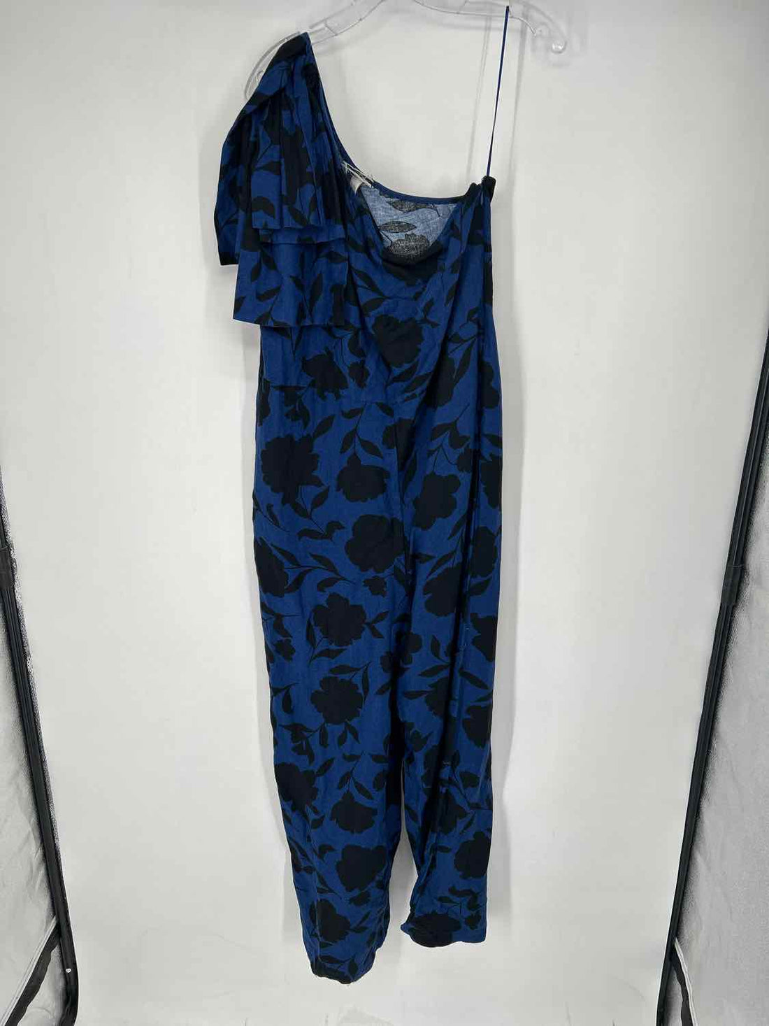 Kate Spade Size 12 Blue & Black Print Linen Blend NWT Jumpsuit
