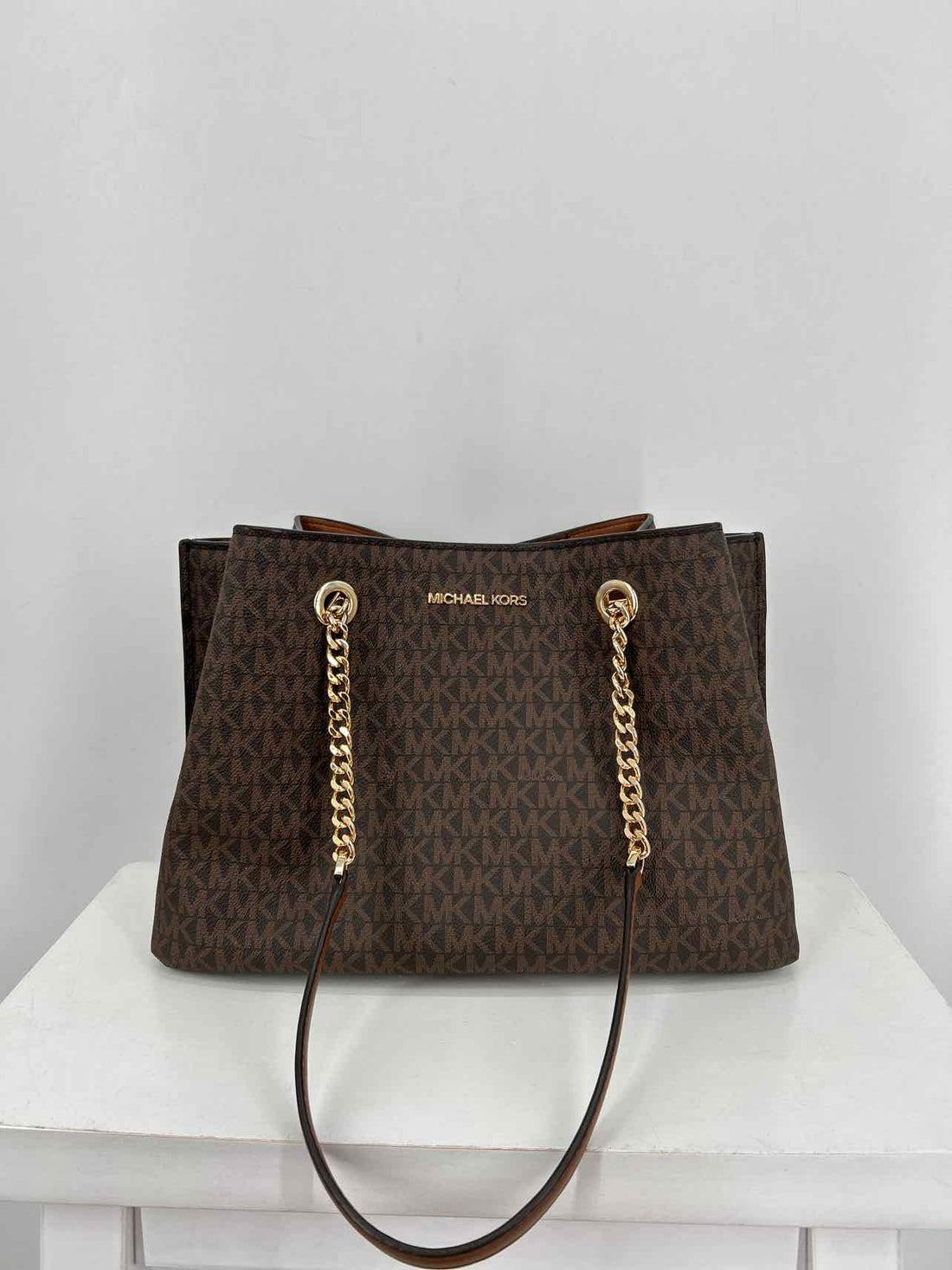 Michael Kors Brown Signature Coated Canvas Pre Owned Tote