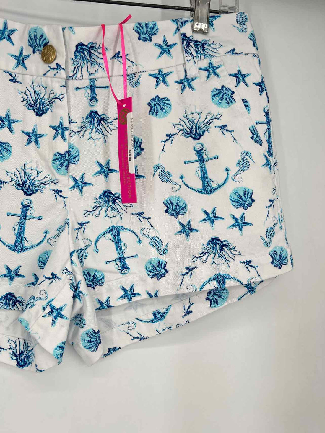 Macbeth Collection Size M White & Blue Print NWT Shorts