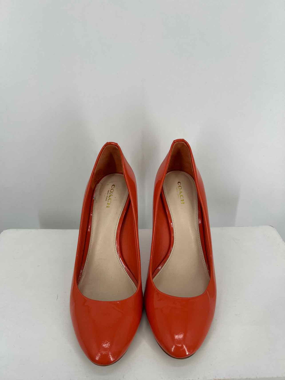 Coach Women Size 8.5 Orange Patent Leather Heels