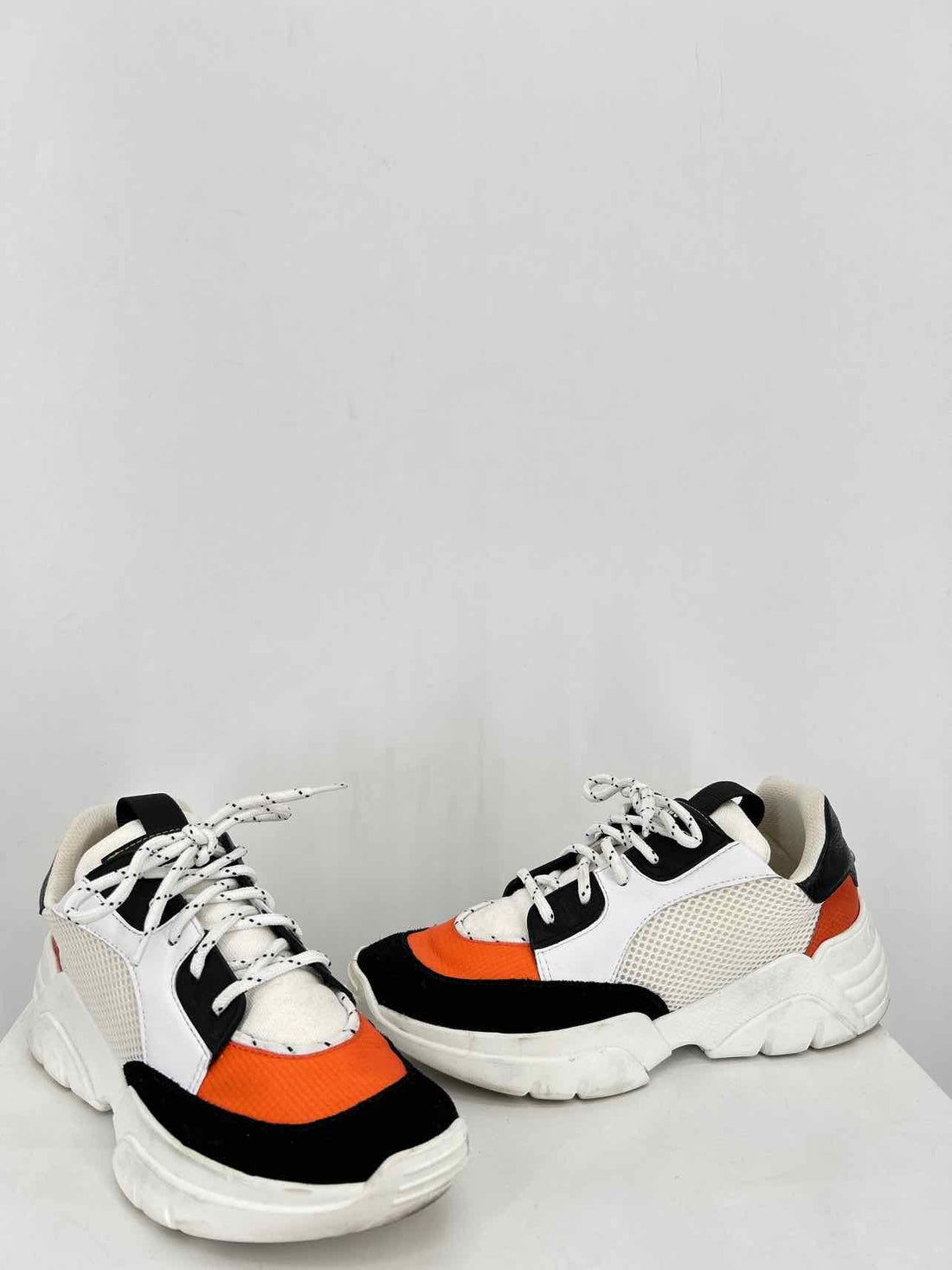 LongChamp Women Size 37 Black White & Orange Sneakers