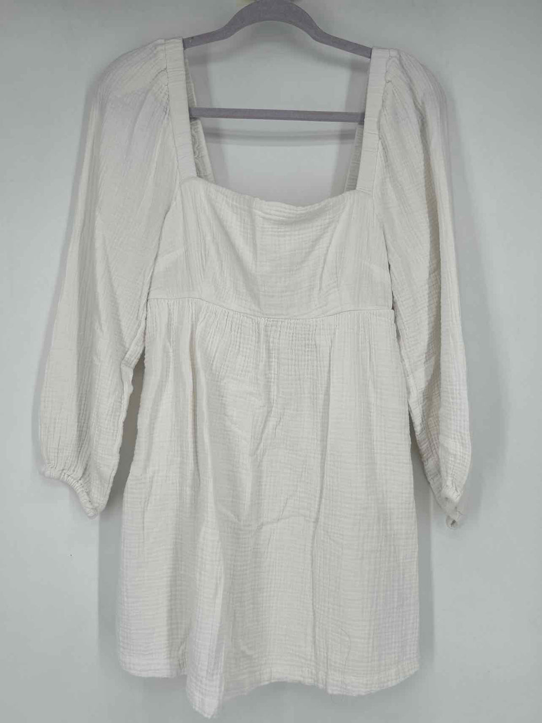 J Crew Size S White Gauze Long Sleeve Dress