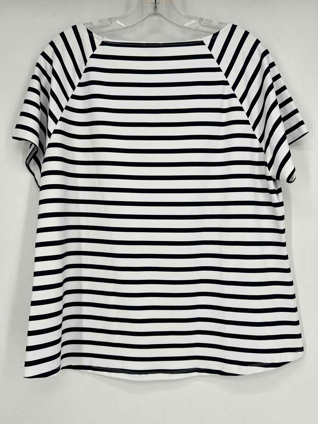 Talbots Size XL White & Black Striped Short Sleeve