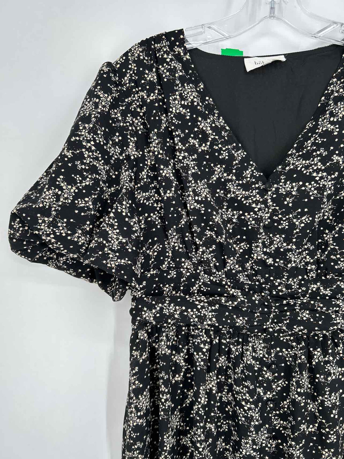 Bohme Size M Black & Cream Floral Short Sleeve Dress