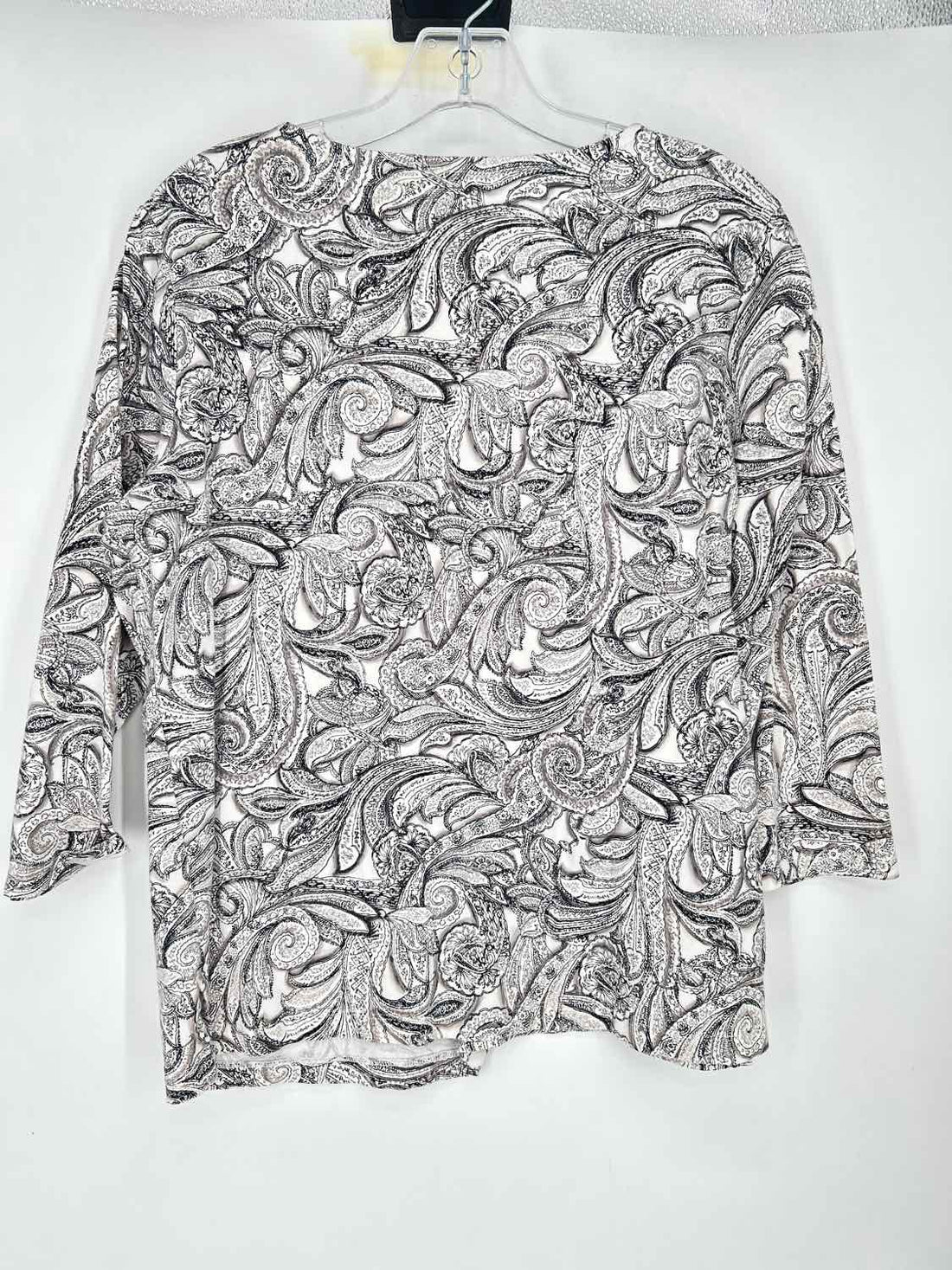 Zenergy by Chicos Size 1 (M) White & Black Print Long Sleeve