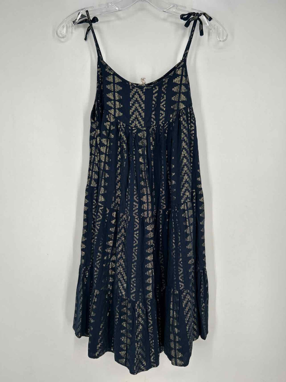 Elan Size M Navy & Gold Sleeveless Dress