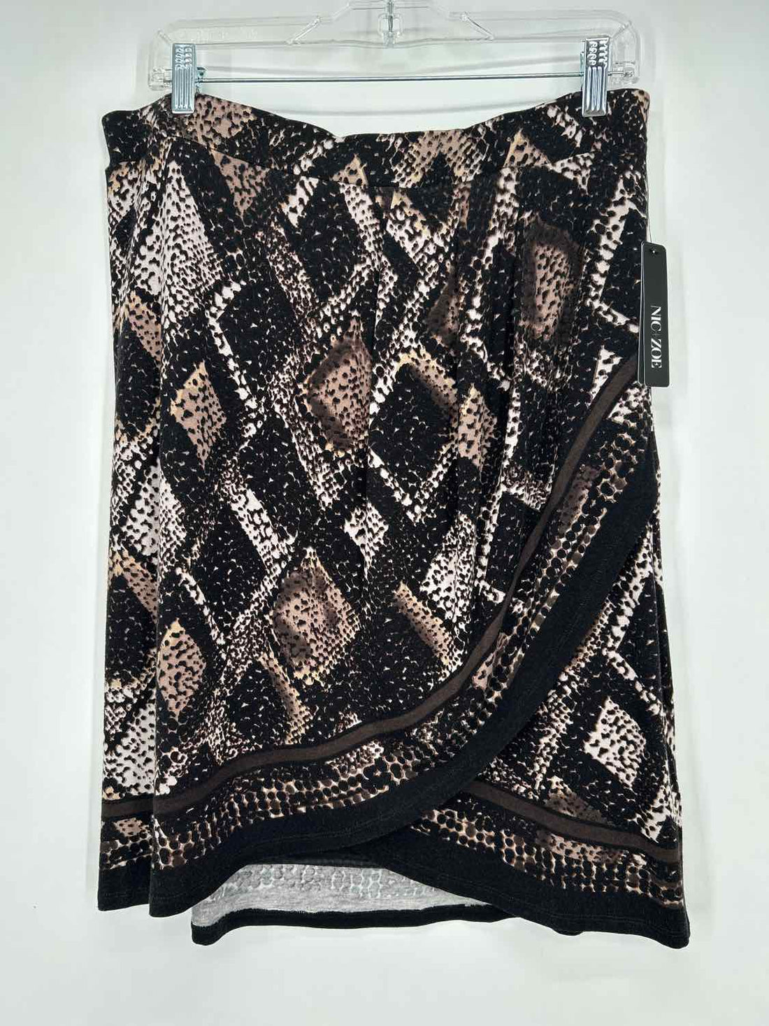 Nic+Zoe Size L Black & Brown Print Skirts