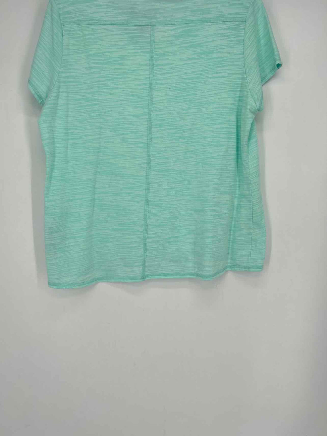 Weekends by Chico's Size 2 Aqua Stripe Short Sleeve