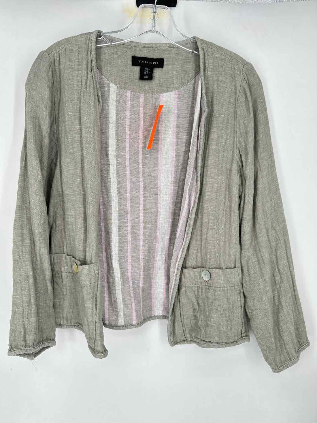 Tahari Size S Green Linen Blend Jacket