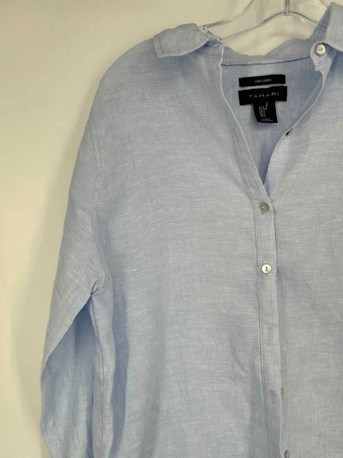 Tahari Size S Light Blue Linen Long Sleeve
