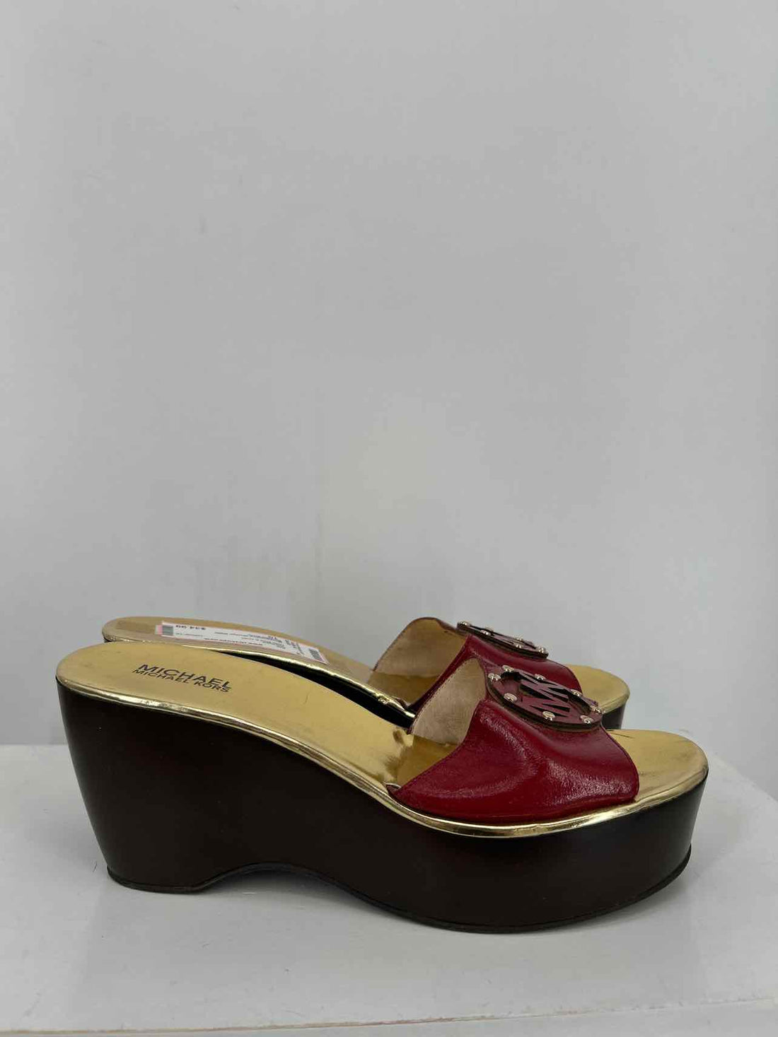 Michael Kors Women Size 10 Dark Red & Gold Wedges