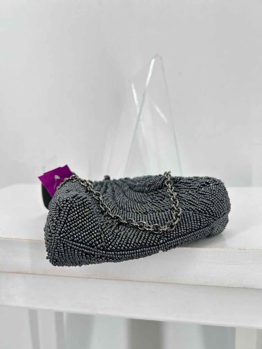 Inge Christopher Gunmetal Beaded Pre Owned Purse