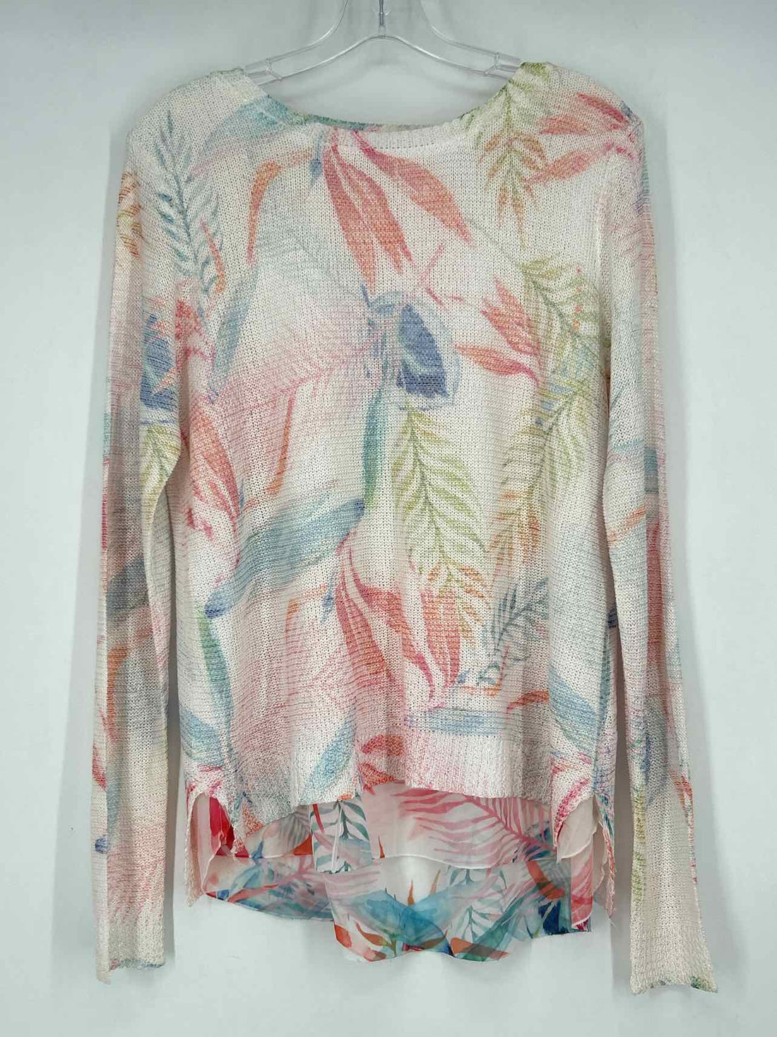 Sioni Size L White Floral Sweater