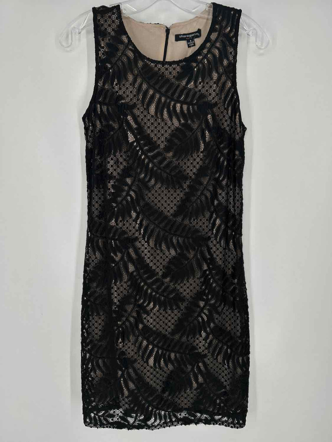 Sharagano Size 6 Black Lace Sleeveless Dress