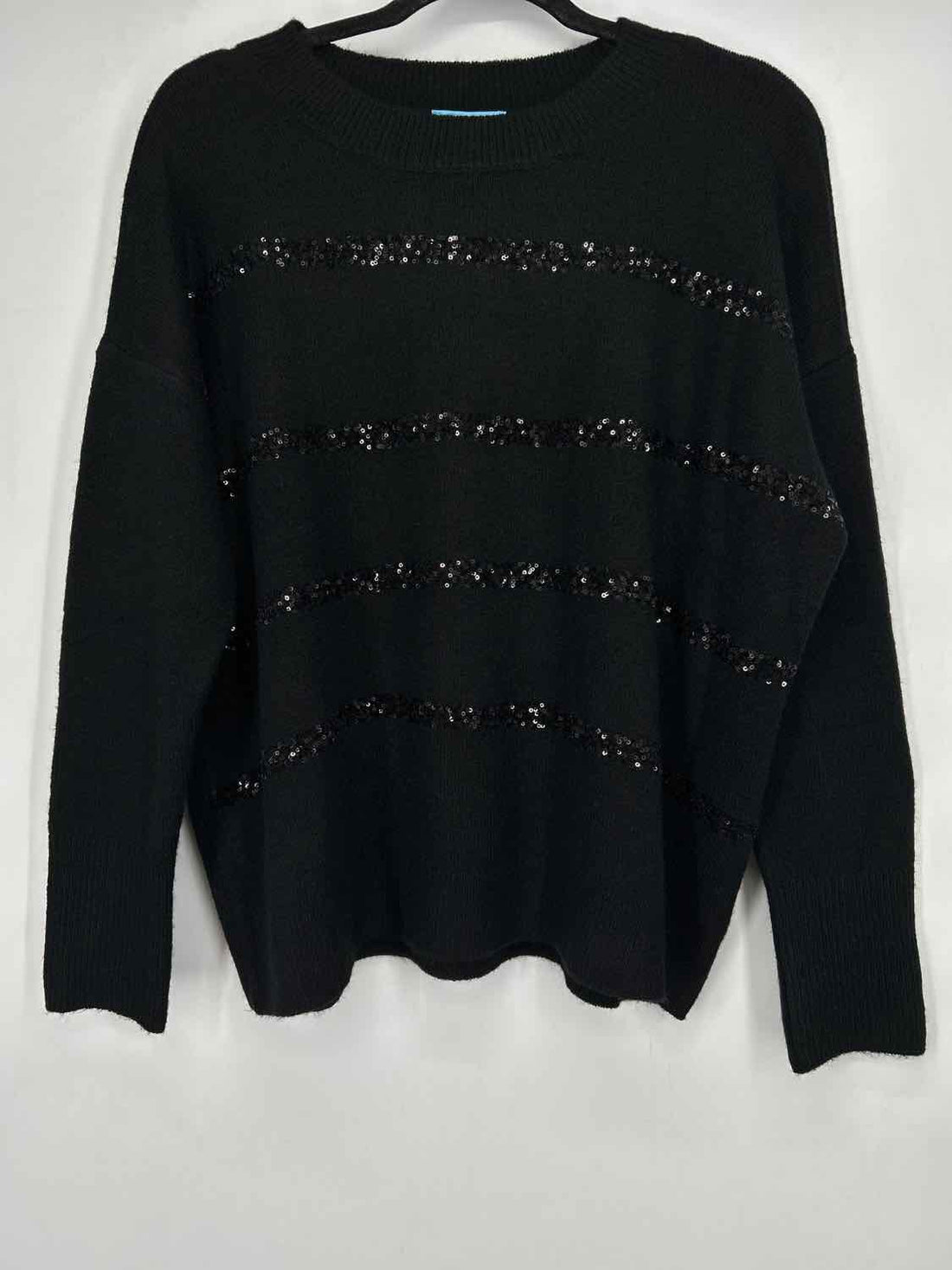 CeCe S Black Sequin Sweater Holiday