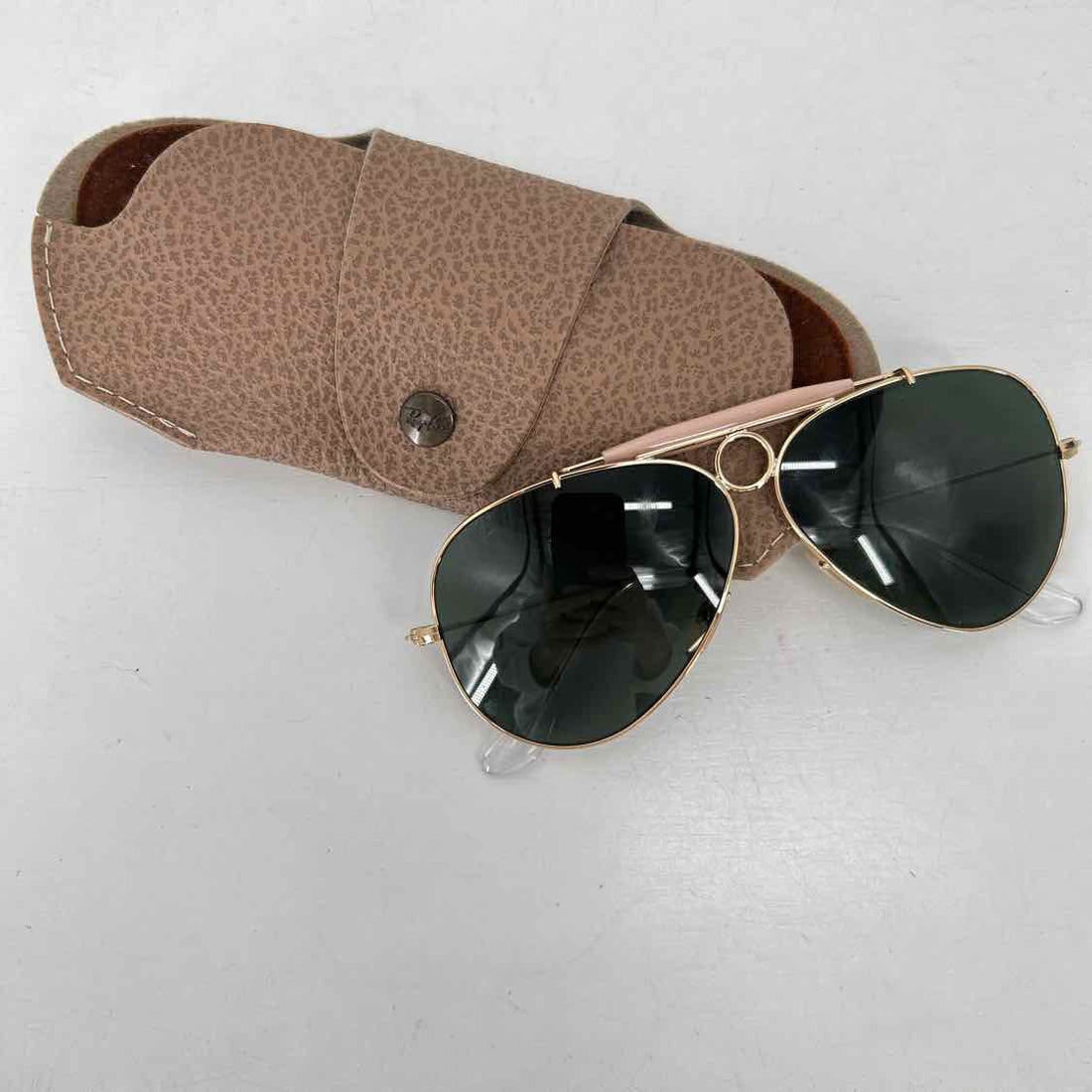 Ray Ban RB3138 Shooter non polarized green lens Aviator Metal Gold Sunglasses