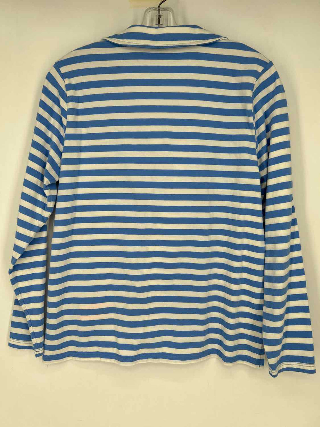 Talbots Size LP White & Blue Striped Cotton Long Sleeve