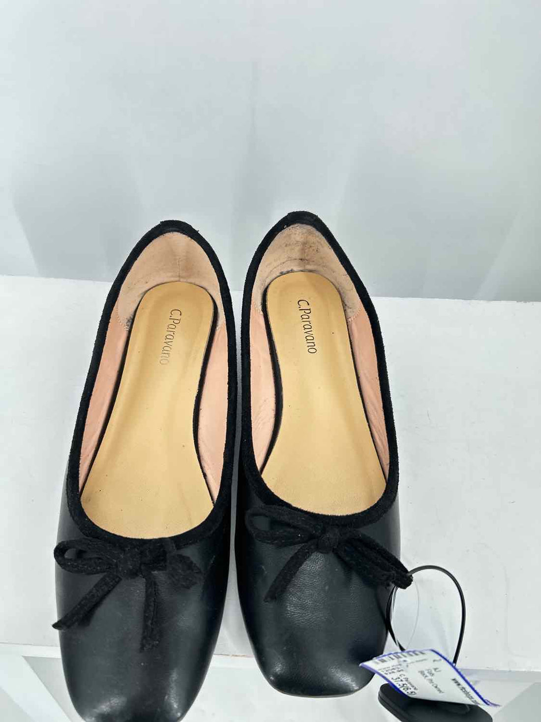 C. Paravano Women Size 37.5(6.5) Black Flats