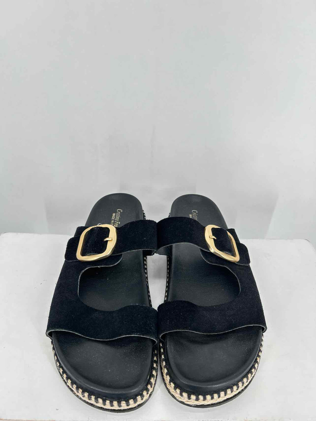 Cristina Francini Women Size 9.5 Black Espadrilles Slides