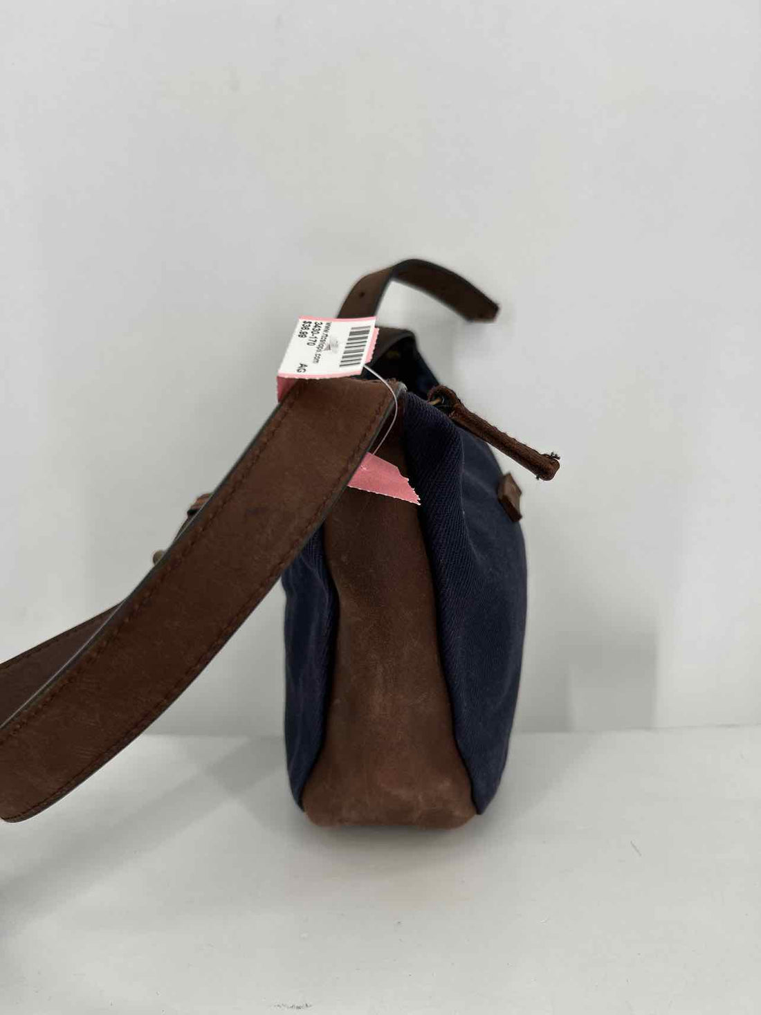 L L Bean Navy & Brown Canvas Crossbody