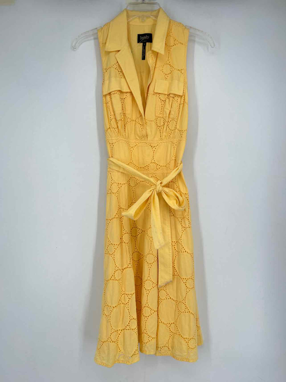 Laundry by Shelli Segal Size 6 Yellow Eyelet Dress