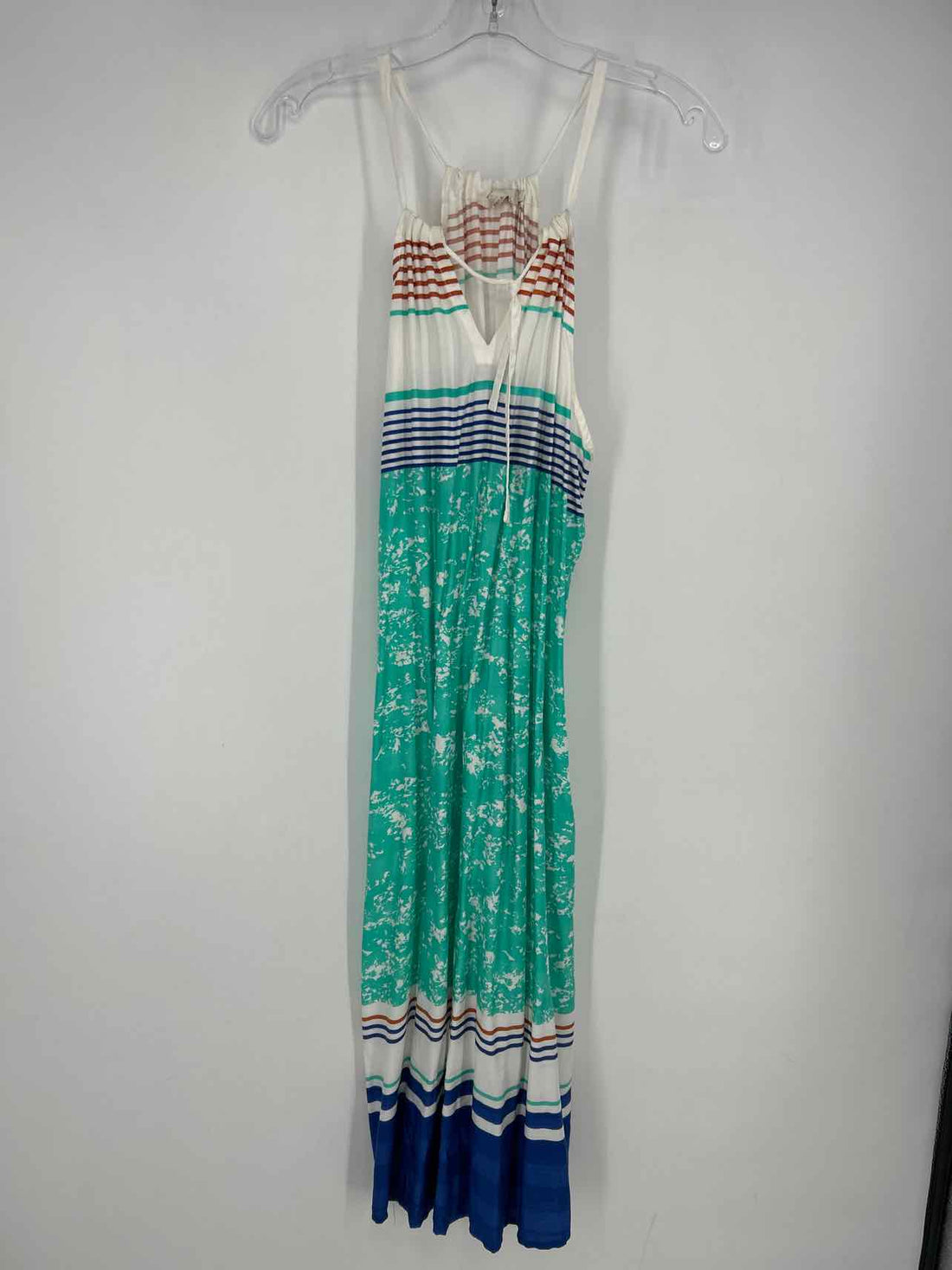 Prana Size L White & Aqua Print Sleeveless Dress