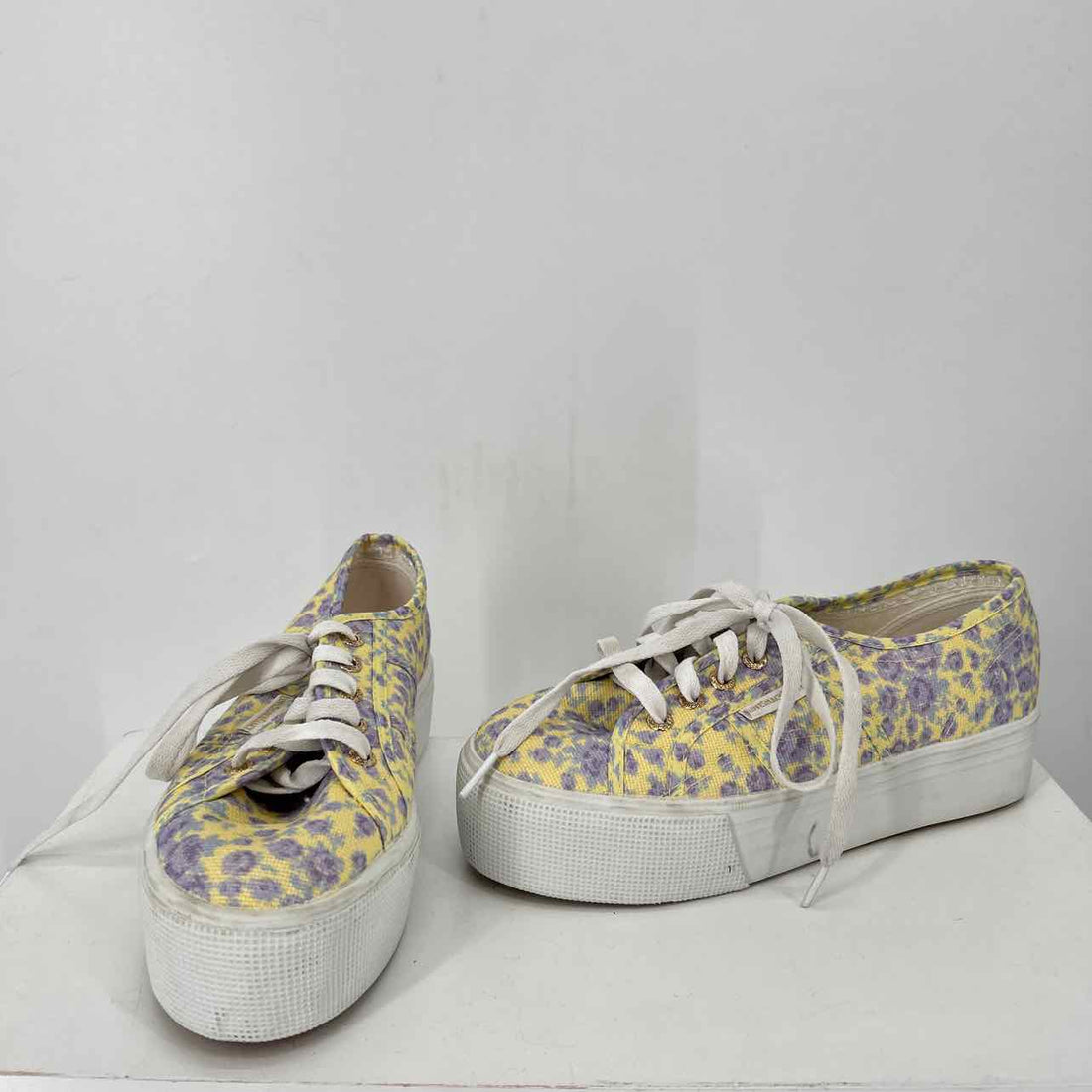Superga Women Size 7.5 Yellow & Purple Floral Sneakers