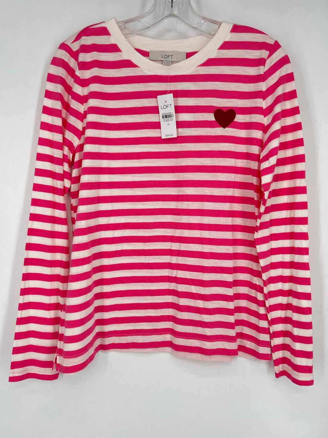 Loft Size M Pink & White Striped NWT Long Sleeve