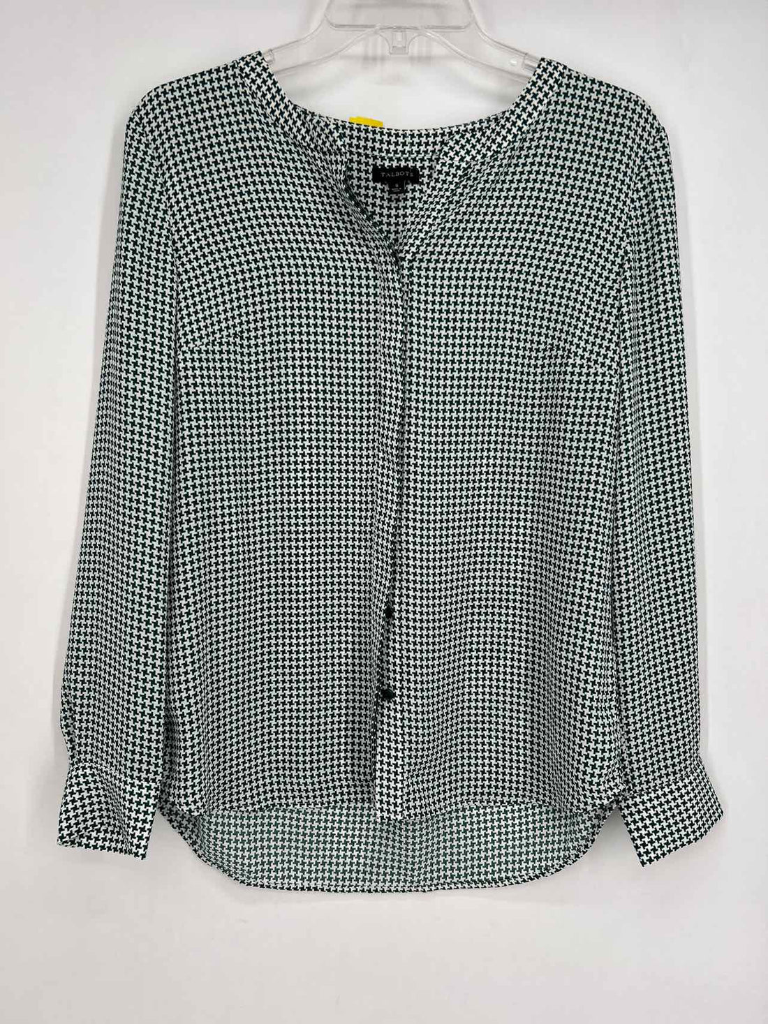 Talbots Size S Green Houndstooth Long Sleeve