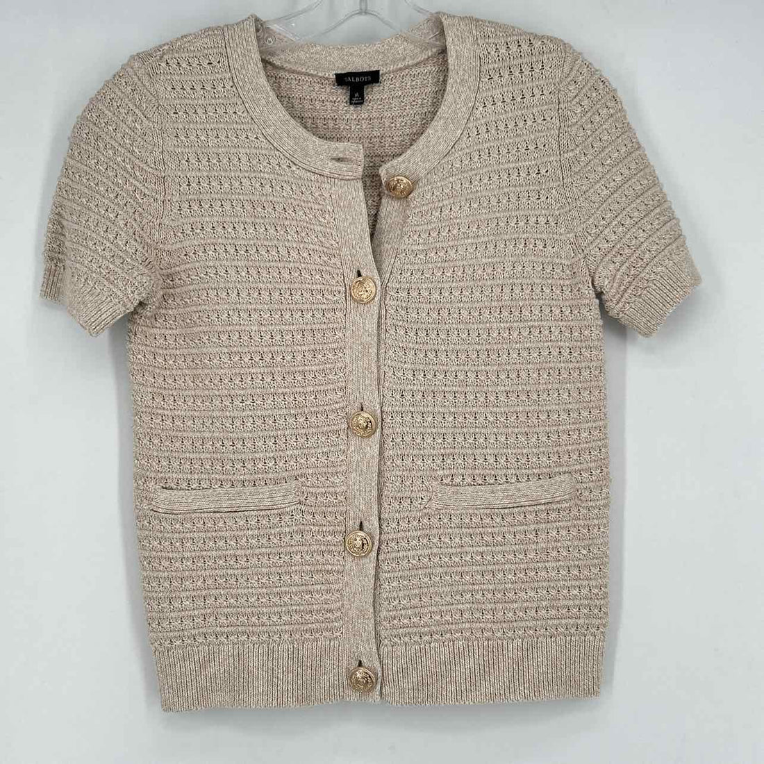 Talbots Size XS Beige Short Sleeve