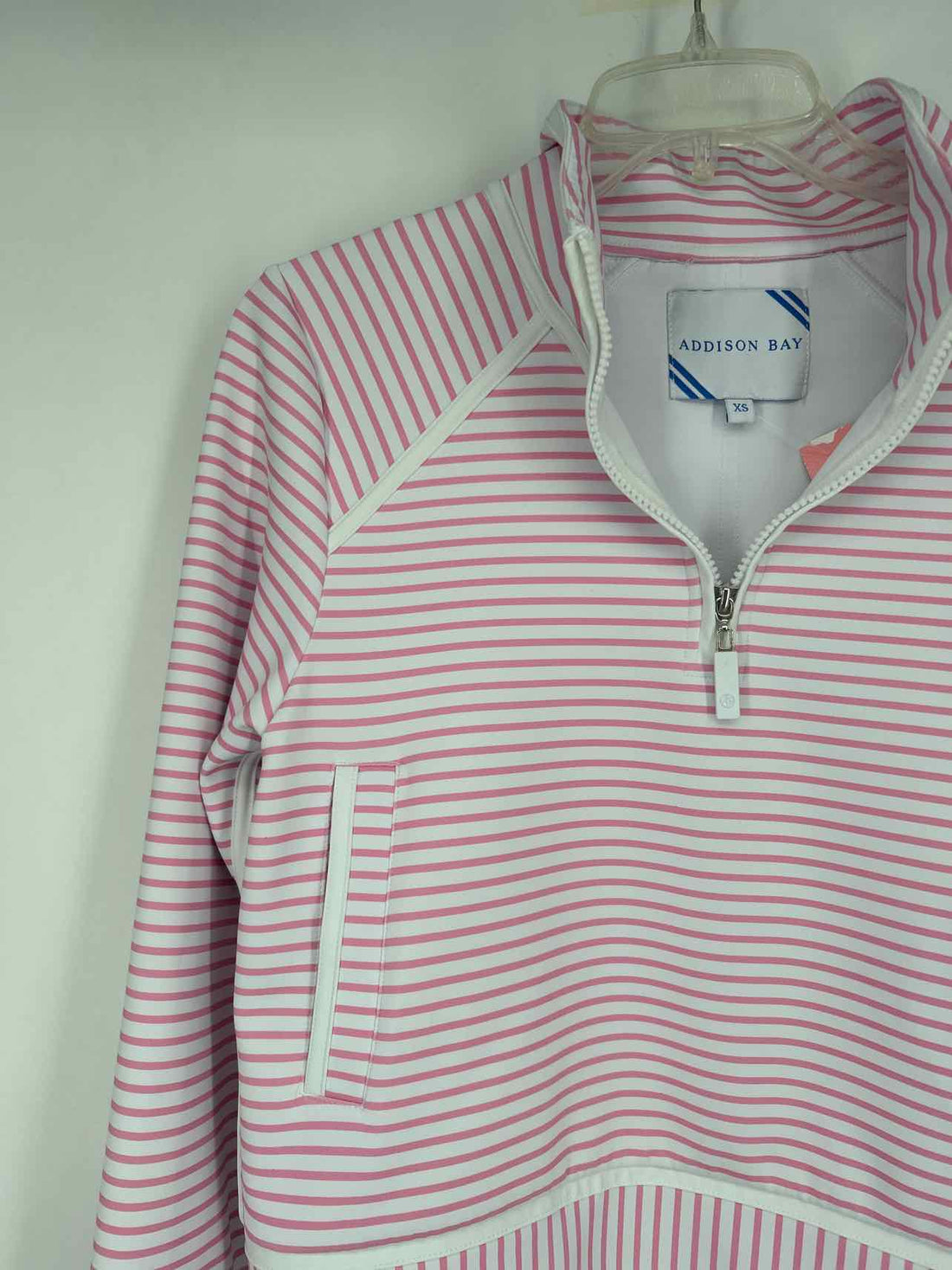 Addison Bay Size XS White & Pink Stripe Sweatshirt