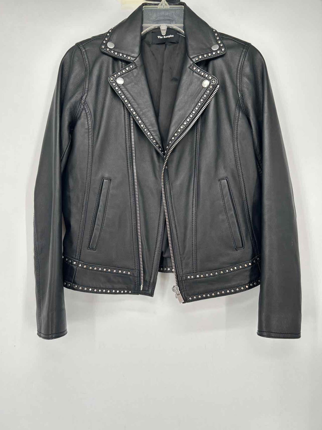 The Kooples Size XS/S Black Leather Jacket (Outdoor)