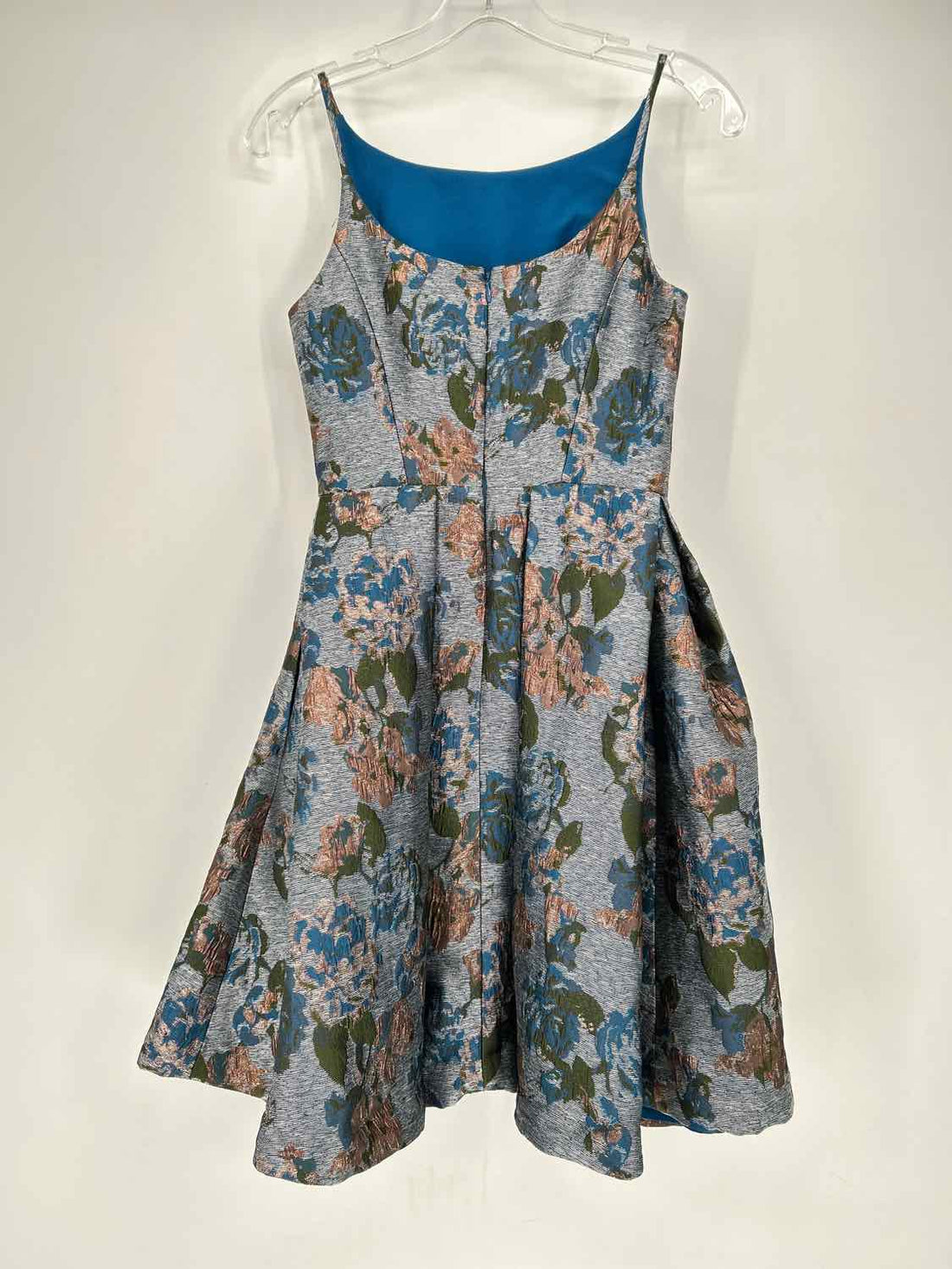 Gal Meets Glam Size 00 Blue Floral Sleeveless Dress
