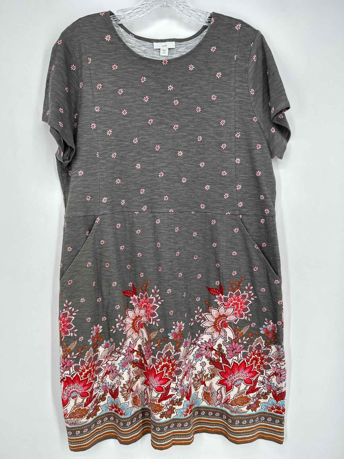 J Jill Size L Gray Floral Dress